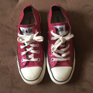Converse pink glitter sneakers, size 4, EUC